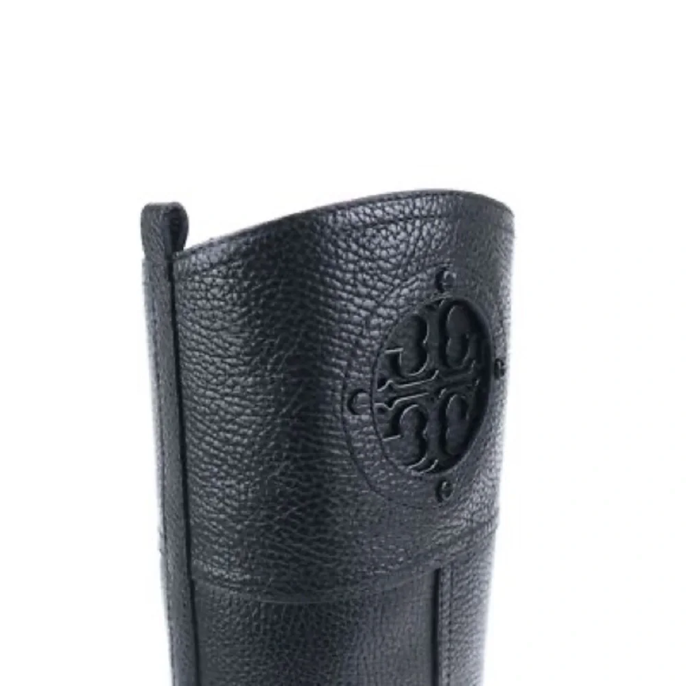 Tory Burch Kiernan logo Riding Leather Boots Black